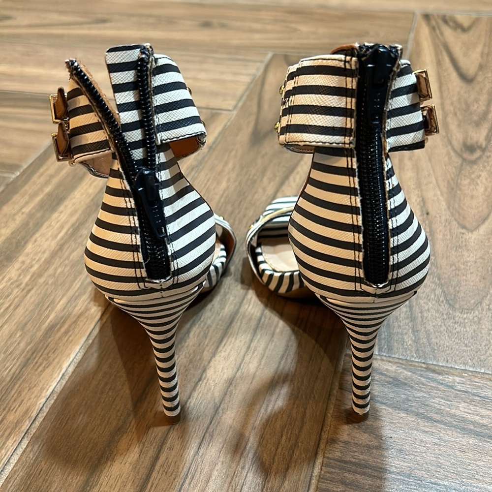 GIANNI BINI Stilleto 4 inches Stripe Black/White size 6M - Picture 6 of 14